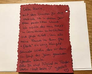 Karte zu den Gläsern Diese Karte verschenkte Iris Rehbein mit den Glücksgläsern.